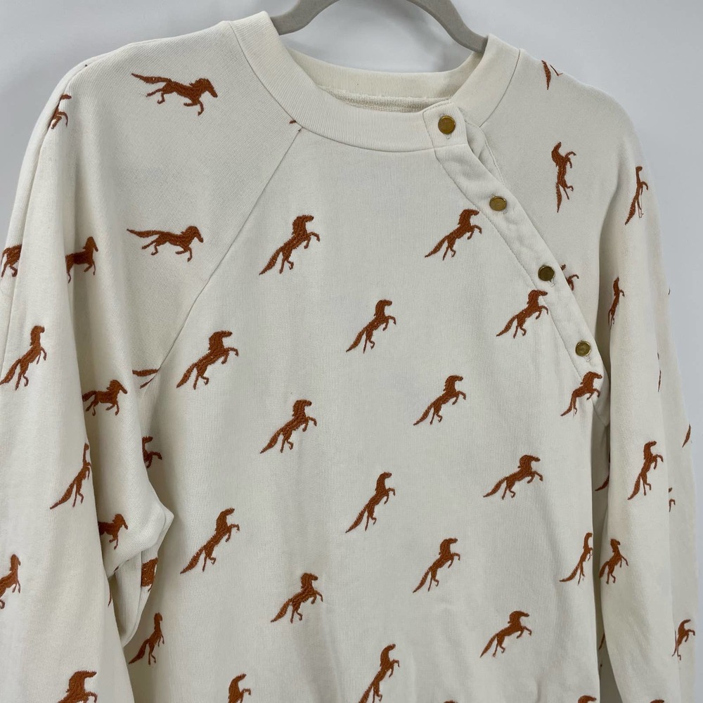 Anthropologie Cream Sweatshirt with Brown Horse Print - Picture 6 of 11
